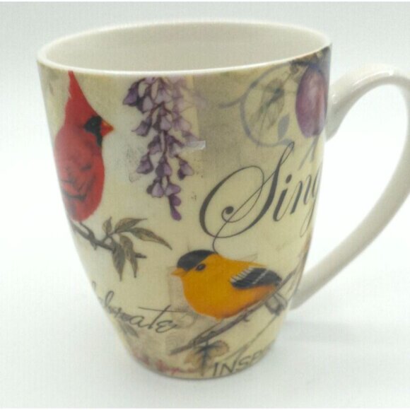 Vintage Religious Bird Psalm Scripture Ceramic Coffee Mug Sandy Lynam Clough Col - Picture 2 of 5